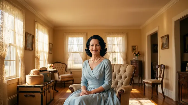 Clara in a 1950s sitting room